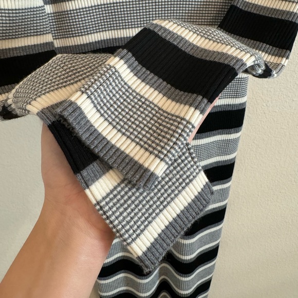 Theory Empire Wool Stripe Midi Dress Sweater Knit Dress - Picture 12 of 16